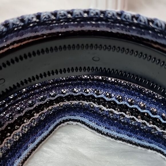 BOHO KNIT CROCHET WIDE BRIM FALL COLORS HEADBAND Black blue white - Picture 5 of 7